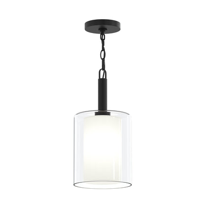 Progress Lighting P500515-31M Mack 1-Light 8 inch Matte Black Pendant with Layered Glass Shade