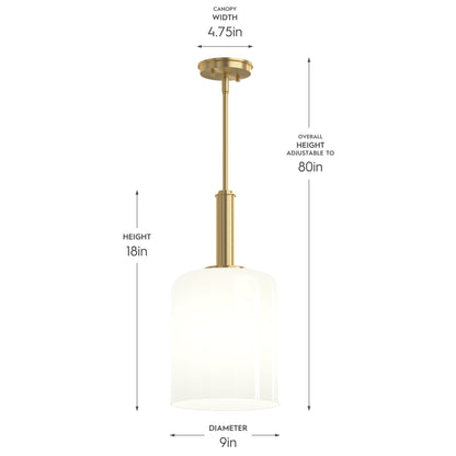 Progress Lighting P500516-191 Reines Pendant Light Dimensions Diagram - 9in Diameter, 18in Height, 4.75in Canopy