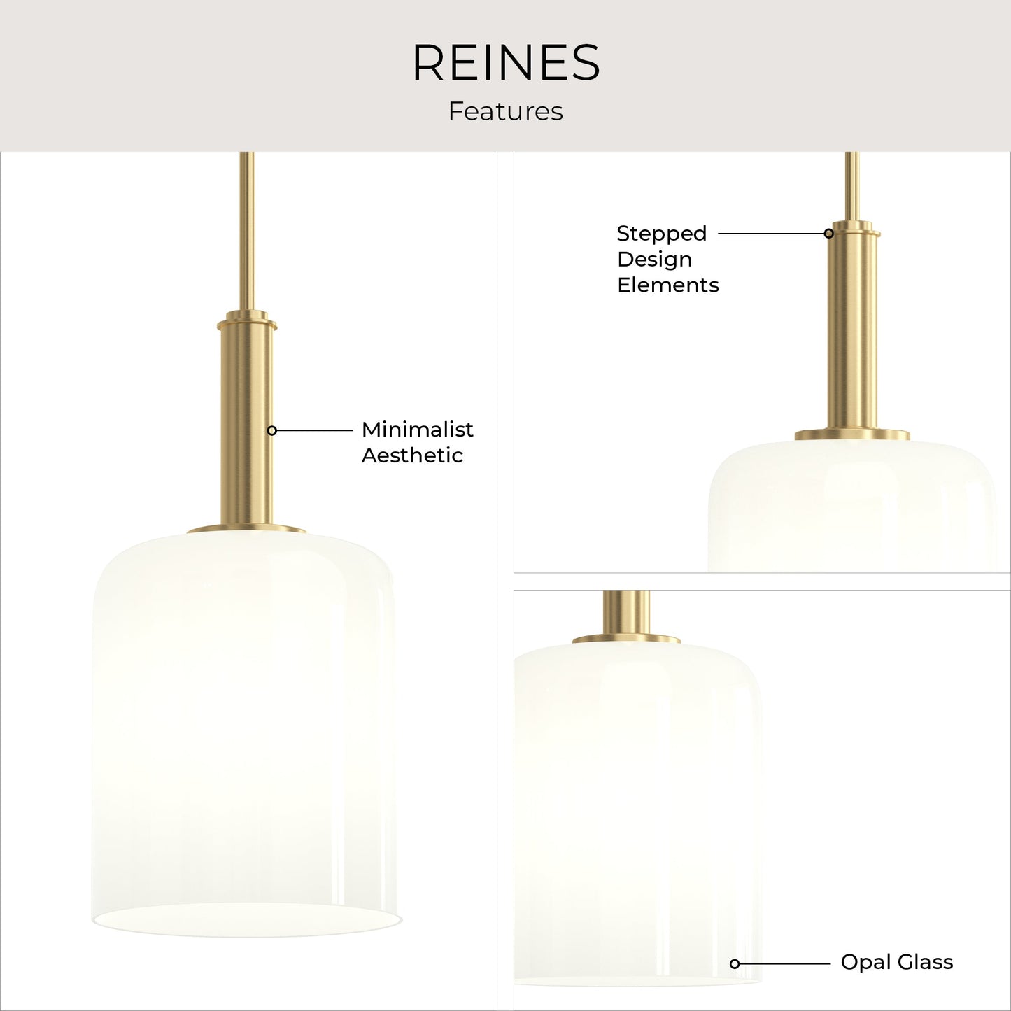 Progress Lighting P500516-191 Reines 1 Light 9 inch Brushed Gold Pendant Light