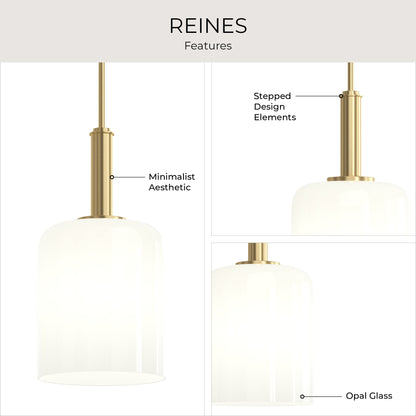 Progress Lighting P500516-191 Reines 1 Light 9 inch Brushed Gold Pendant Light