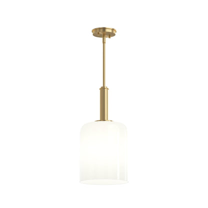 Progress Lighting P500516-191 Reines 1 Light Brushed Gold Pendant with Opal Glass Shade