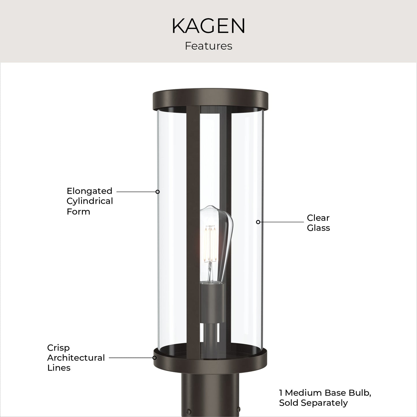 Progress Lighting P540112-020 Kagen 1 Light 18 inch Antique Bronze Outdoor Post Lantern