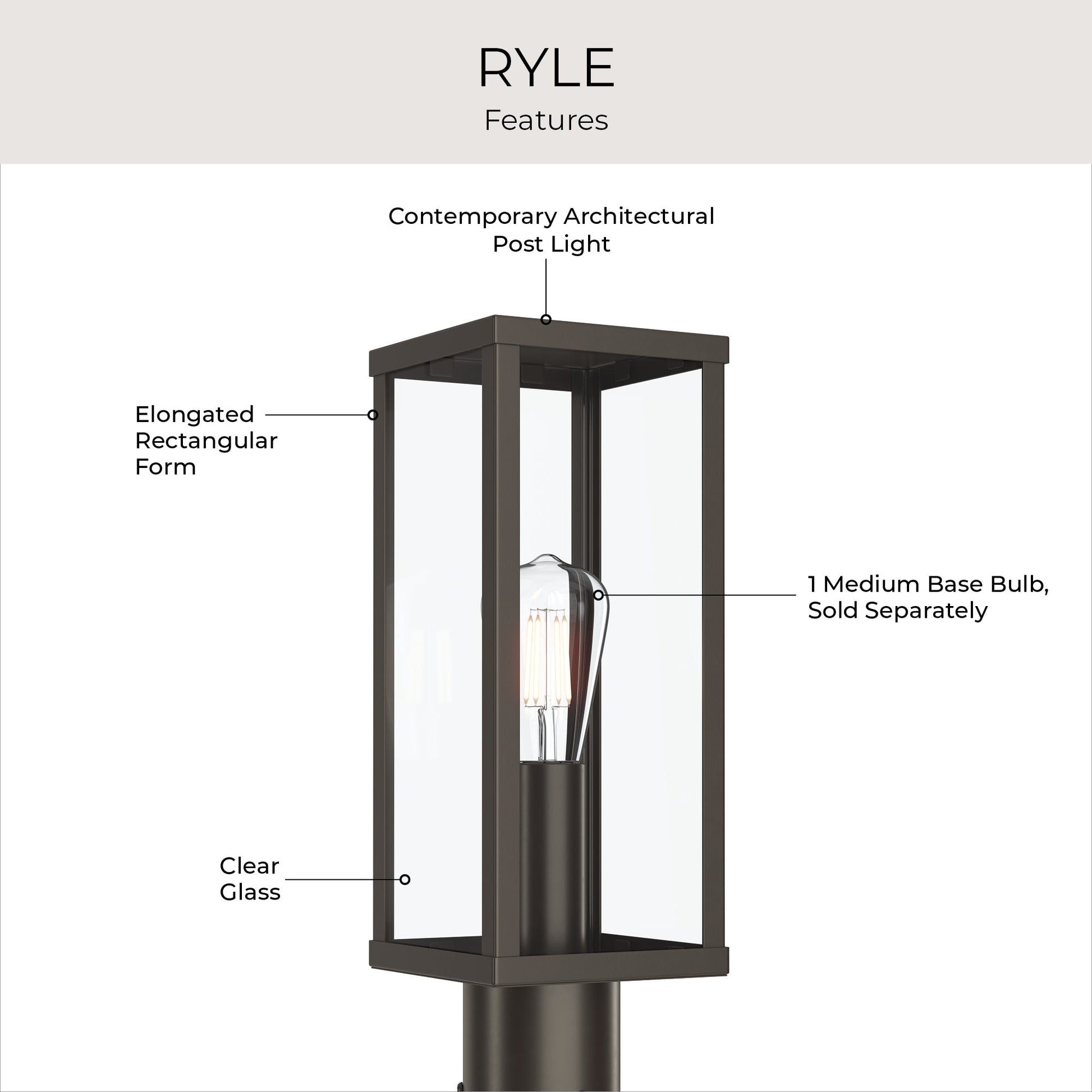 Progress Lighting P540113-020 Ryle Post Lantern - Feature Infographic with Callouts