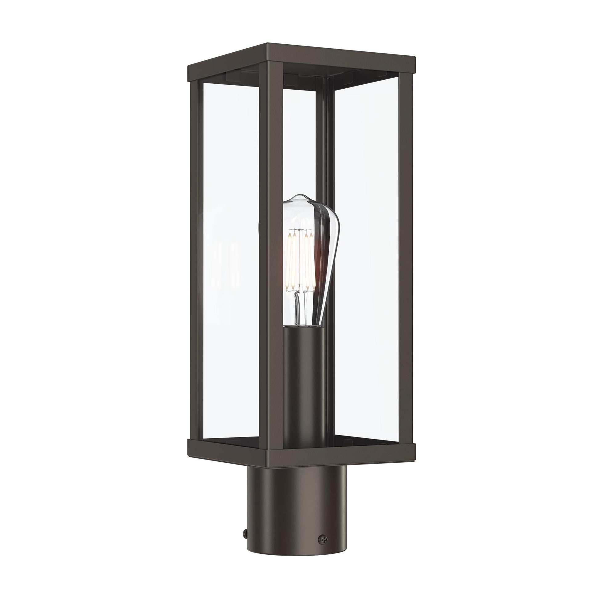 Progress Lighting P540113-020 Ryle 1 Light Antique Bronze Post Lantern with Clear Glass Panels - Product Image