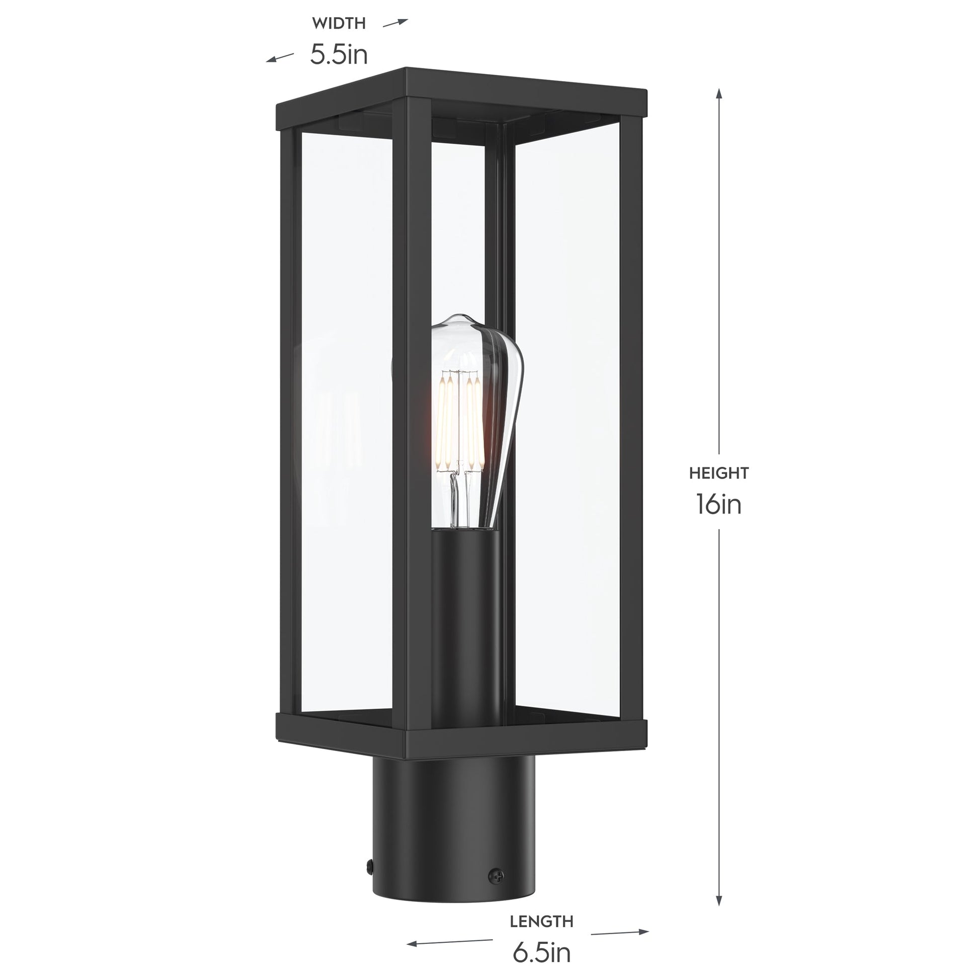 Progress Lighting P540113-31M Ryle Matte Black Outdoor Post Lantern - Dimensions: 5.5in Width, 6.5in Length, 16in Height