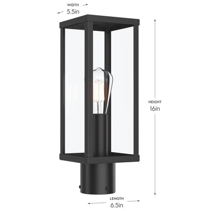 Progress Lighting P540113-31M Ryle Matte Black Outdoor Post Lantern - Dimensions: 5.5in Width, 6.5in Length, 16in Height