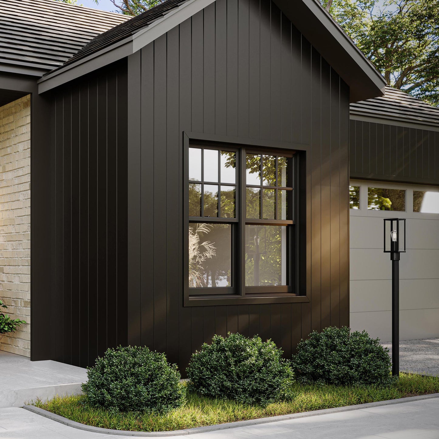 Progress Lighting P540113-31M Ryle Matte Black Outdoor Post Lantern - Daytime Exterior Lifestyle Shot