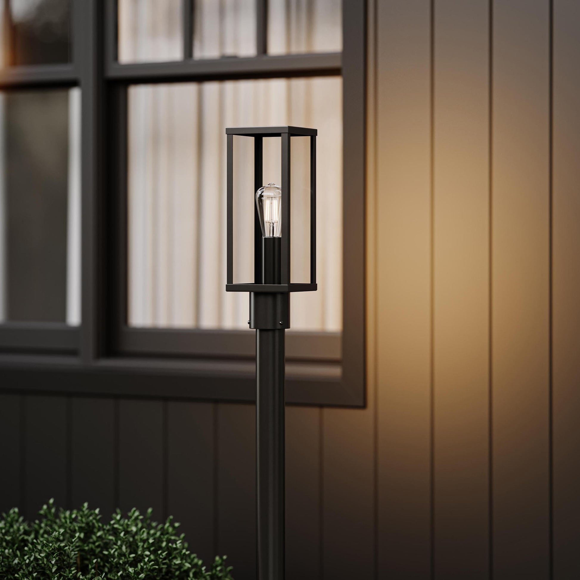 Progress Lighting P540113-31M Ryle Matte Black Outdoor Post Lantern - Close-Up Detail Lifestyle Shot