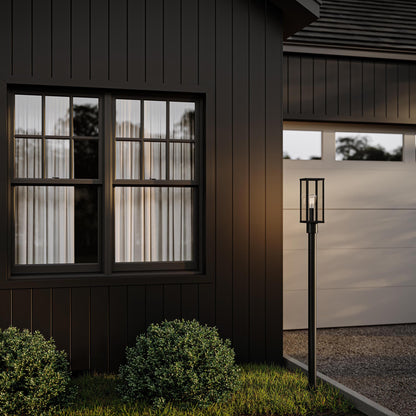 Progress Lighting P540113-31M Ryle Matte Black Outdoor Post Lantern - Nighttime Exterior Lifestyle Shot