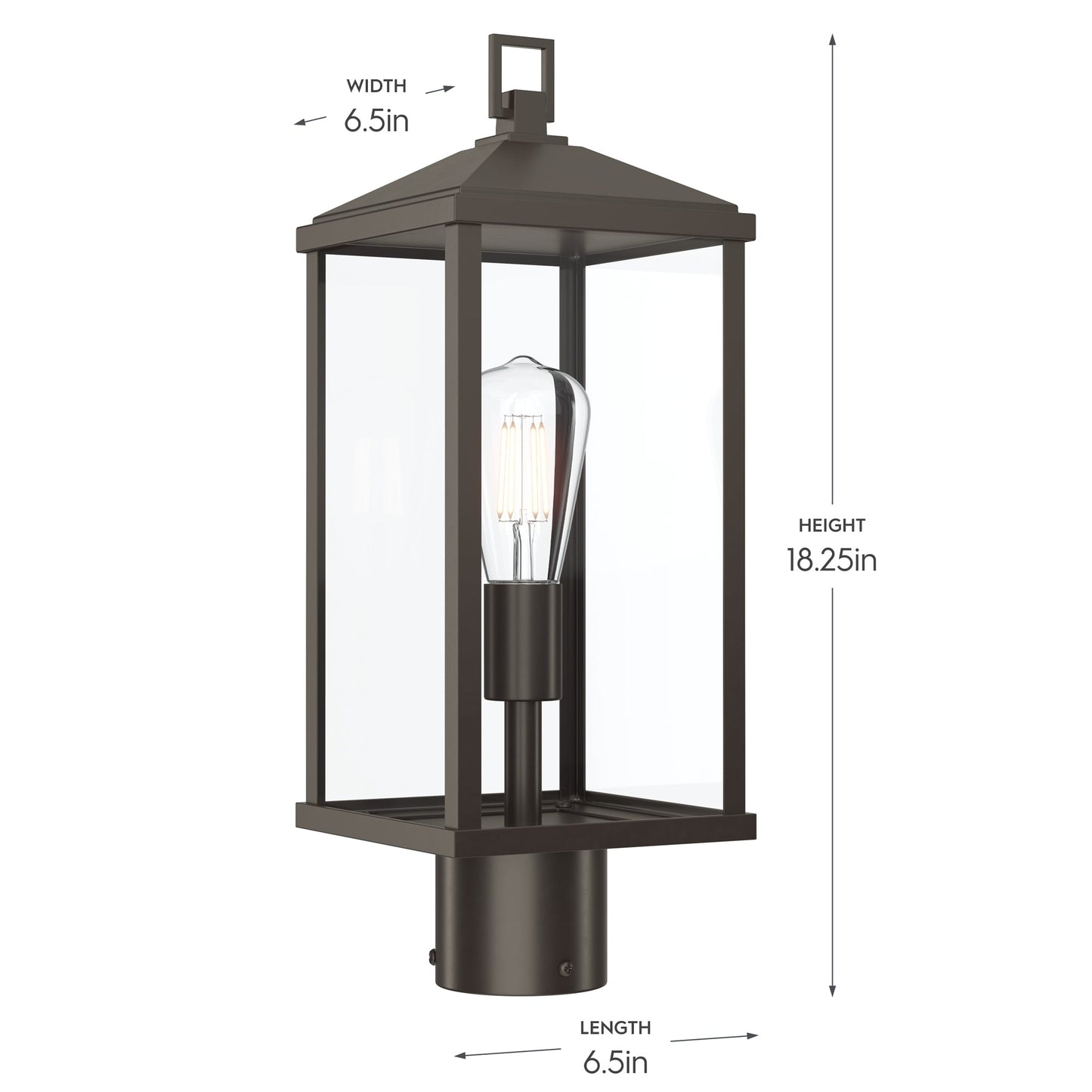 Progress Lighting P540114-020 Cantley Antique Bronze Outdoor Post Lantern - Dimensions: 6.5in W x 6.5in L x 18.25in H