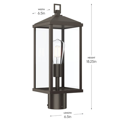 Progress Lighting P540114-020 Cantley Antique Bronze Outdoor Post Lantern - Dimensions: 6.5in W x 6.5in L x 18.25in H