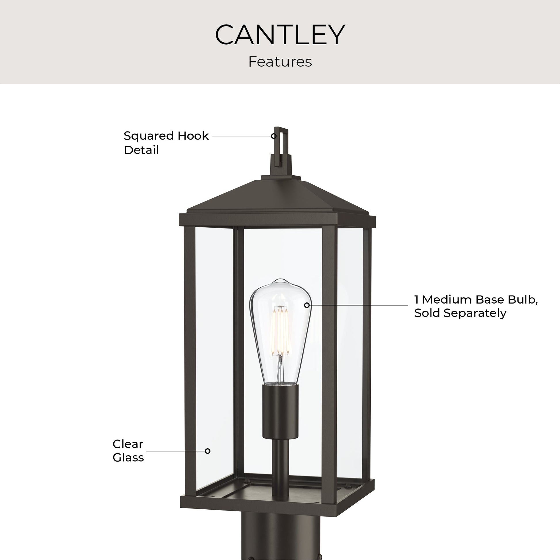 Progress Lighting P540114-020 Cantley Antique Bronze Outdoor Post Lantern
