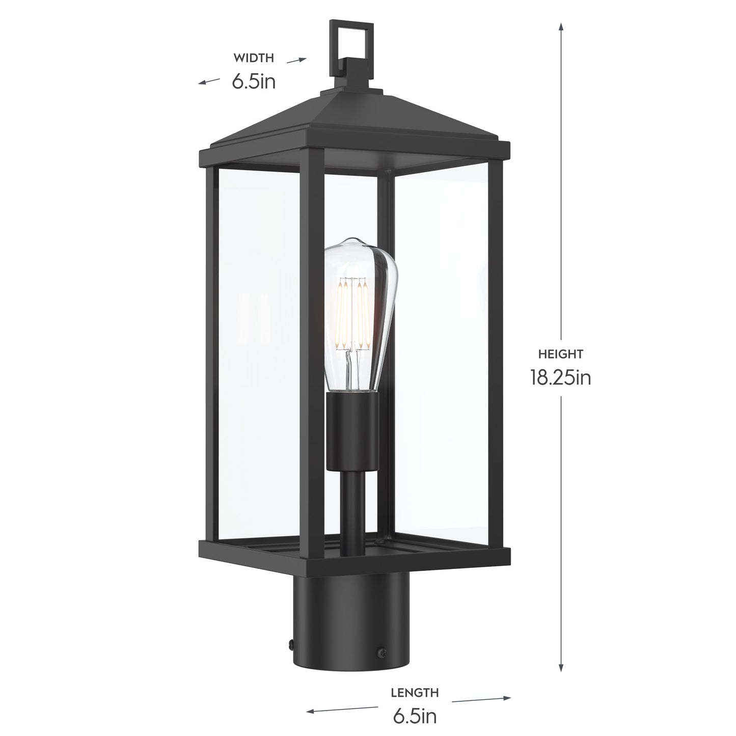 Progress Lighting P540114-31M Cantley Post Lantern - Dimensions: 6.5in Width x 6.5in Length x 18.25in Height