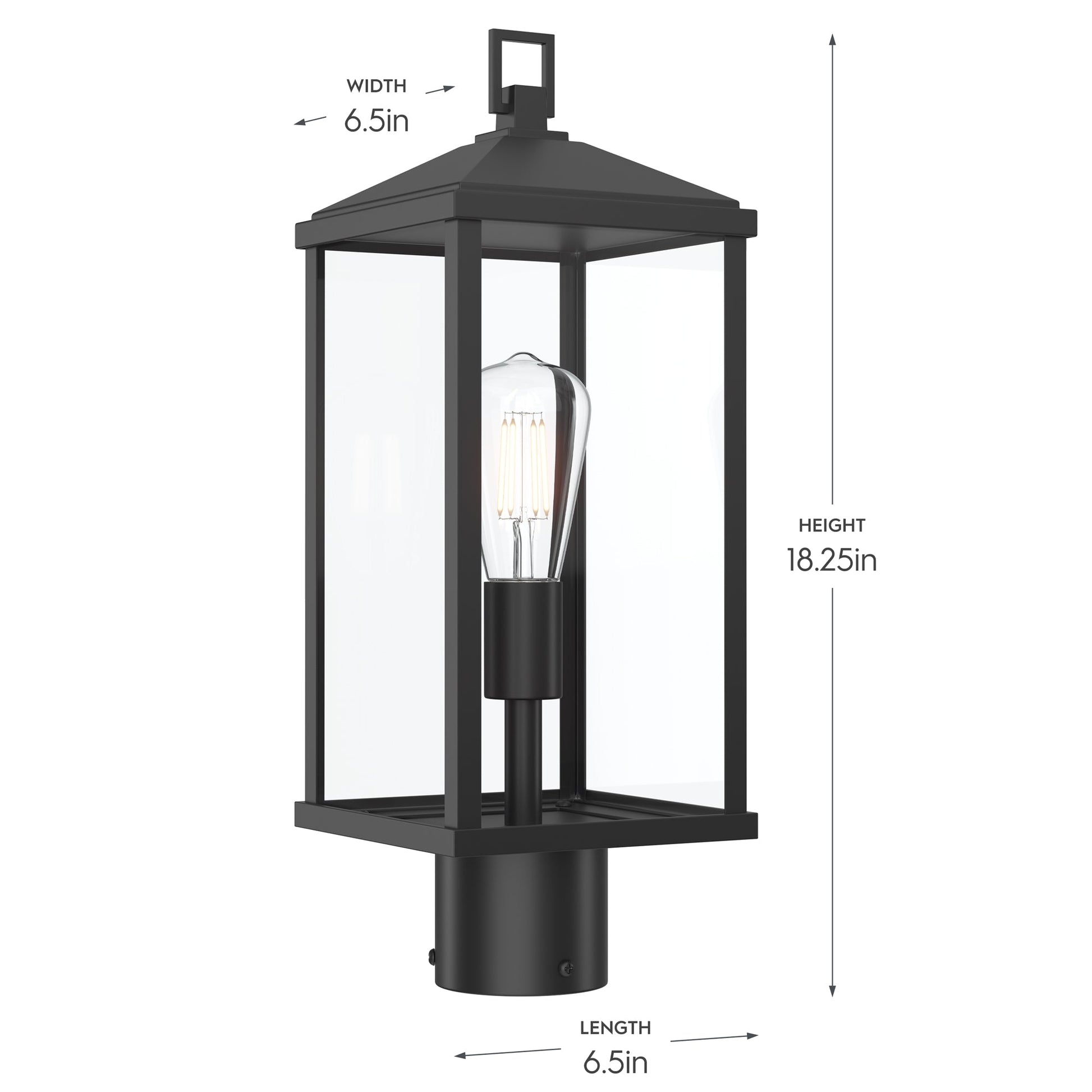 Progress Lighting P540114-31M Cantley Post Lantern - Dimensions: 6.5in Width x 6.5in Length x 18.25in Height