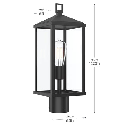 Progress Lighting P540114-31M Cantley Post Lantern - Dimensions: 6.5in Width x 6.5in Length x 18.25in Height