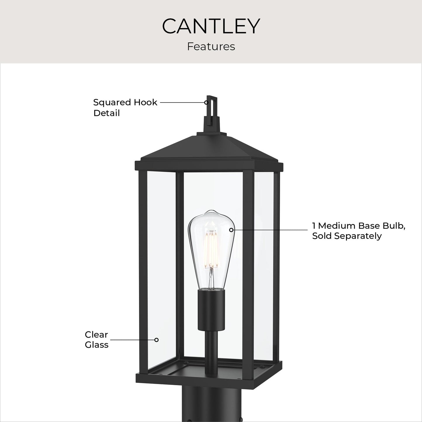 Progress Lighting P540114-31M Cantley 1 Light 6.5 inch Matte Black Outdoor Post Lantern