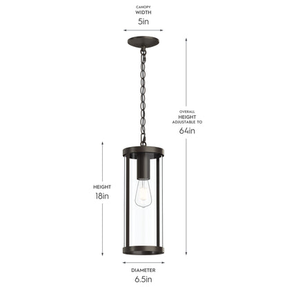 Progress Lighting P550145-020 Kagen Pendant Dimensions: 5in Canopy Width, 18in Height, 6.5in Diameter, 64in Overall Adjustable Height