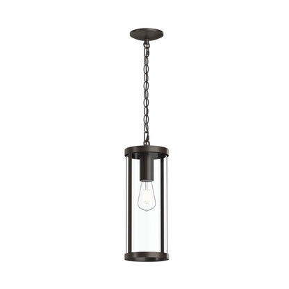 Progress Lighting P550145-020 Kagen 1 Light Antique Bronze Outdoor Pendant Hanging Lantern with Clear Glass Cylinder on white background