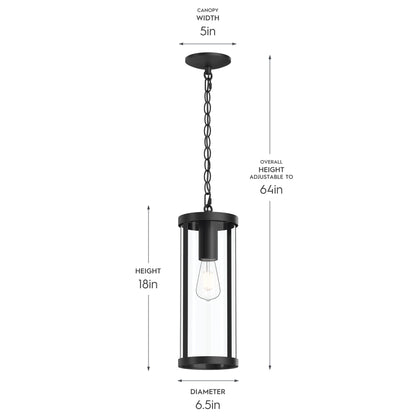 Progress Lighting P550145-31M Kagen Dimensions - 18 Inch Height, 6.5 Inch Diameter, 5 Inch Canopy, 64 Inch Adjustable Overall Height