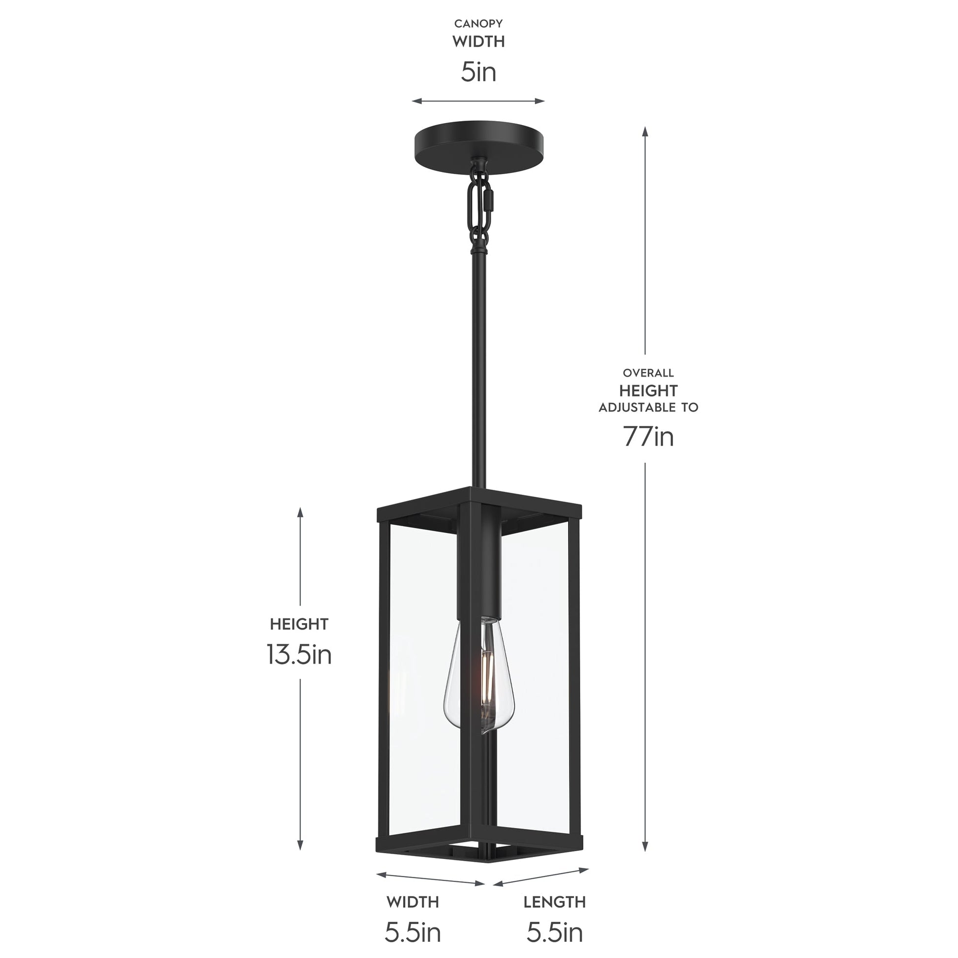 Progress Lighting P550146-31M Ryle Hanging Lantern Dimensions Diagram