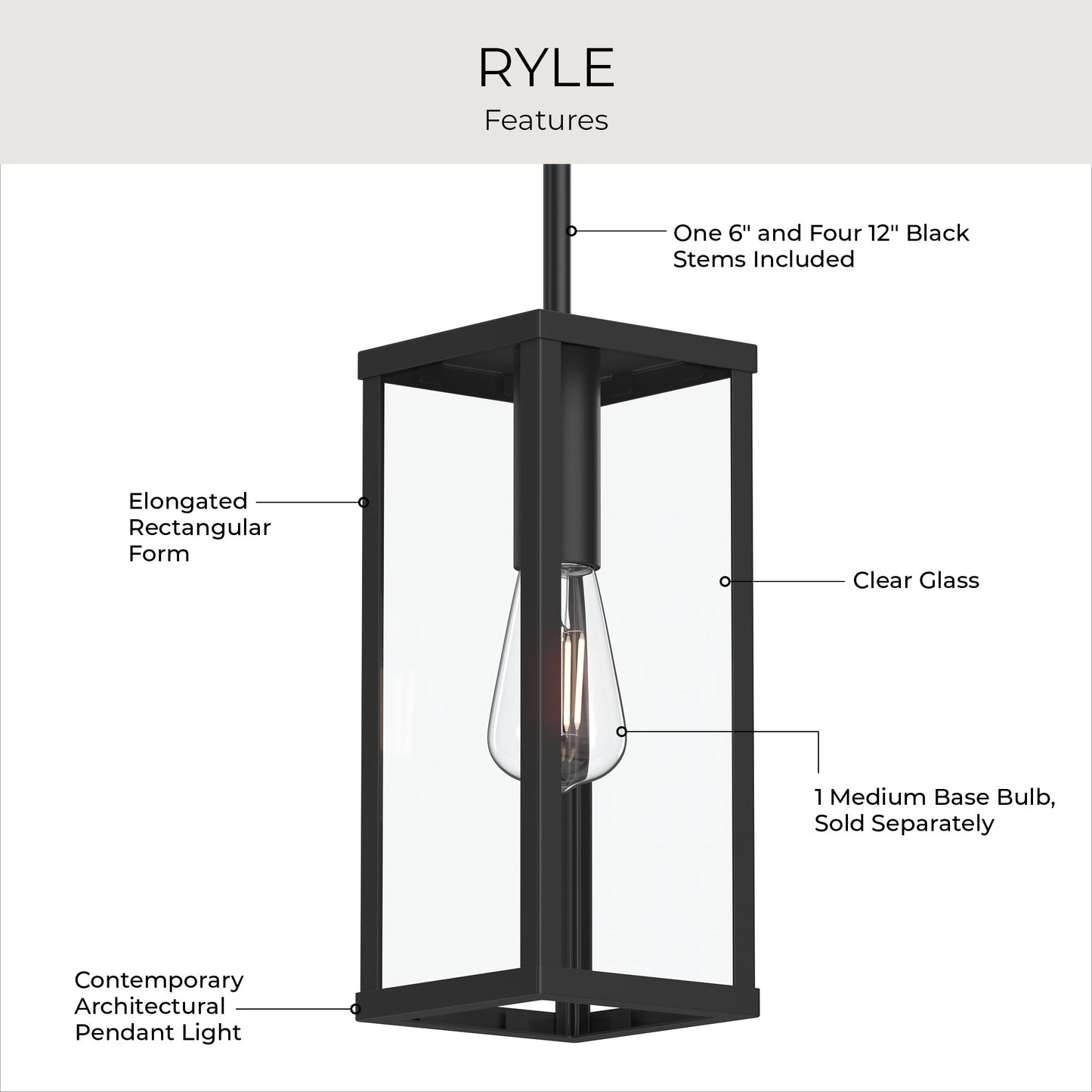 Progress Lighting Ryle Outdoor Pendant Features Infographic