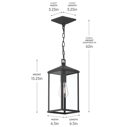 Progress Lighting P550147-31M Cantley Hanging Lantern Dimensions - Width 6.5in Height 15.25in Overall Height Adjustable to 62in
