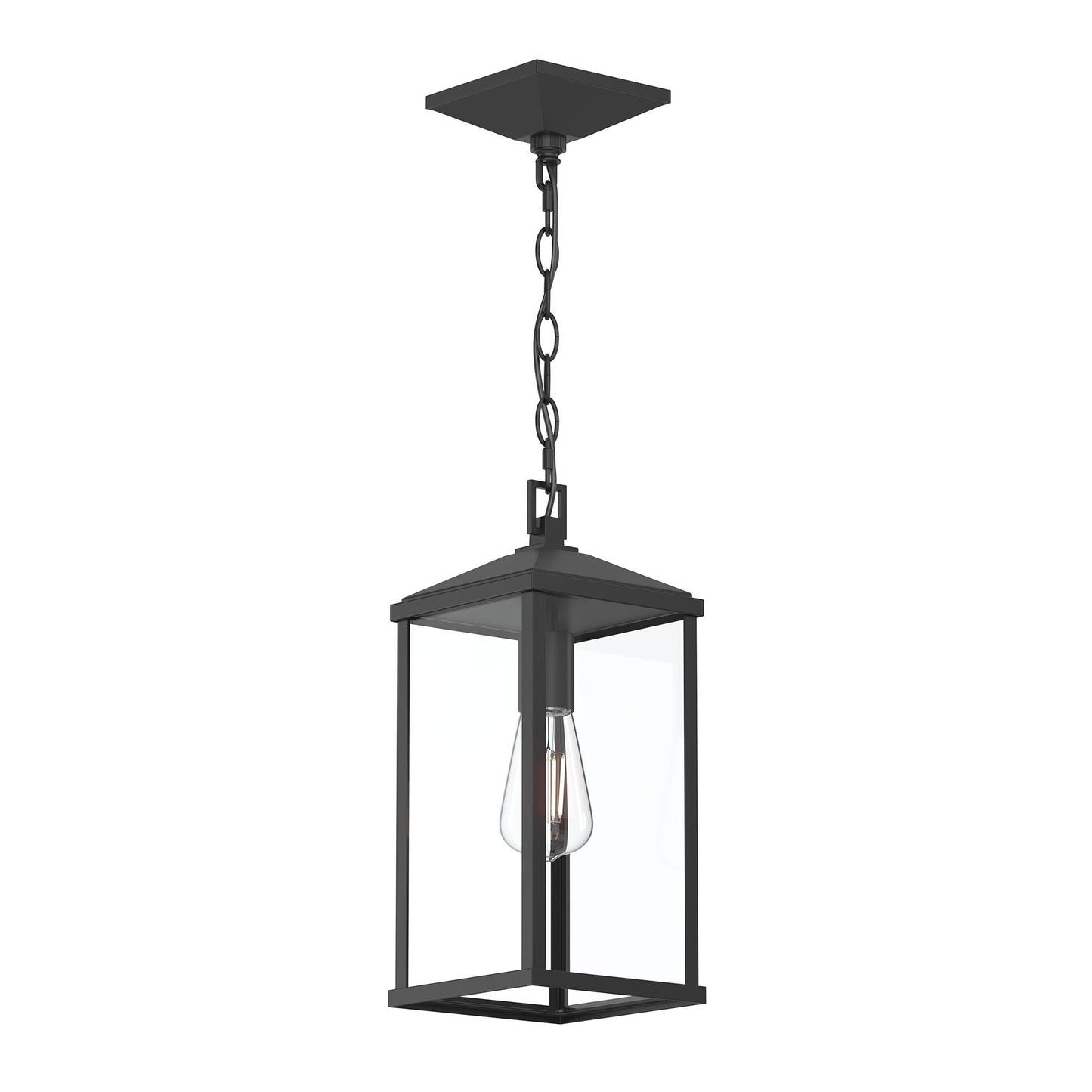 Progress Lighting P550147-31M Cantley 1 Light Matte Black Outdoor Hanging Lantern with Clear Glass Panels