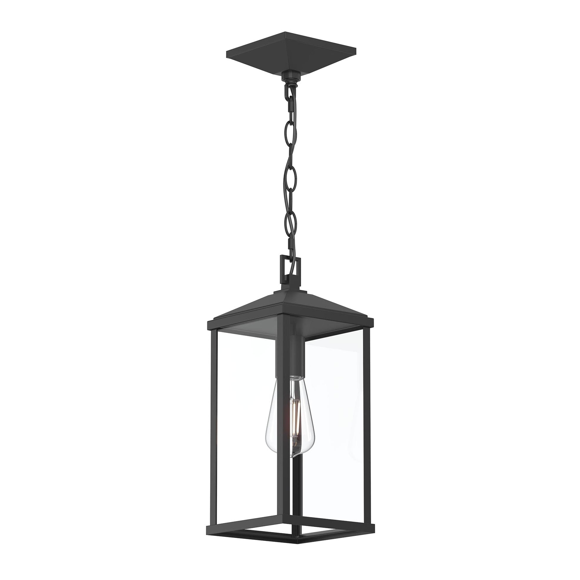 Progress Lighting P550147-31M Cantley 1 Light Matte Black Outdoor Hanging Lantern with Clear Glass Panels