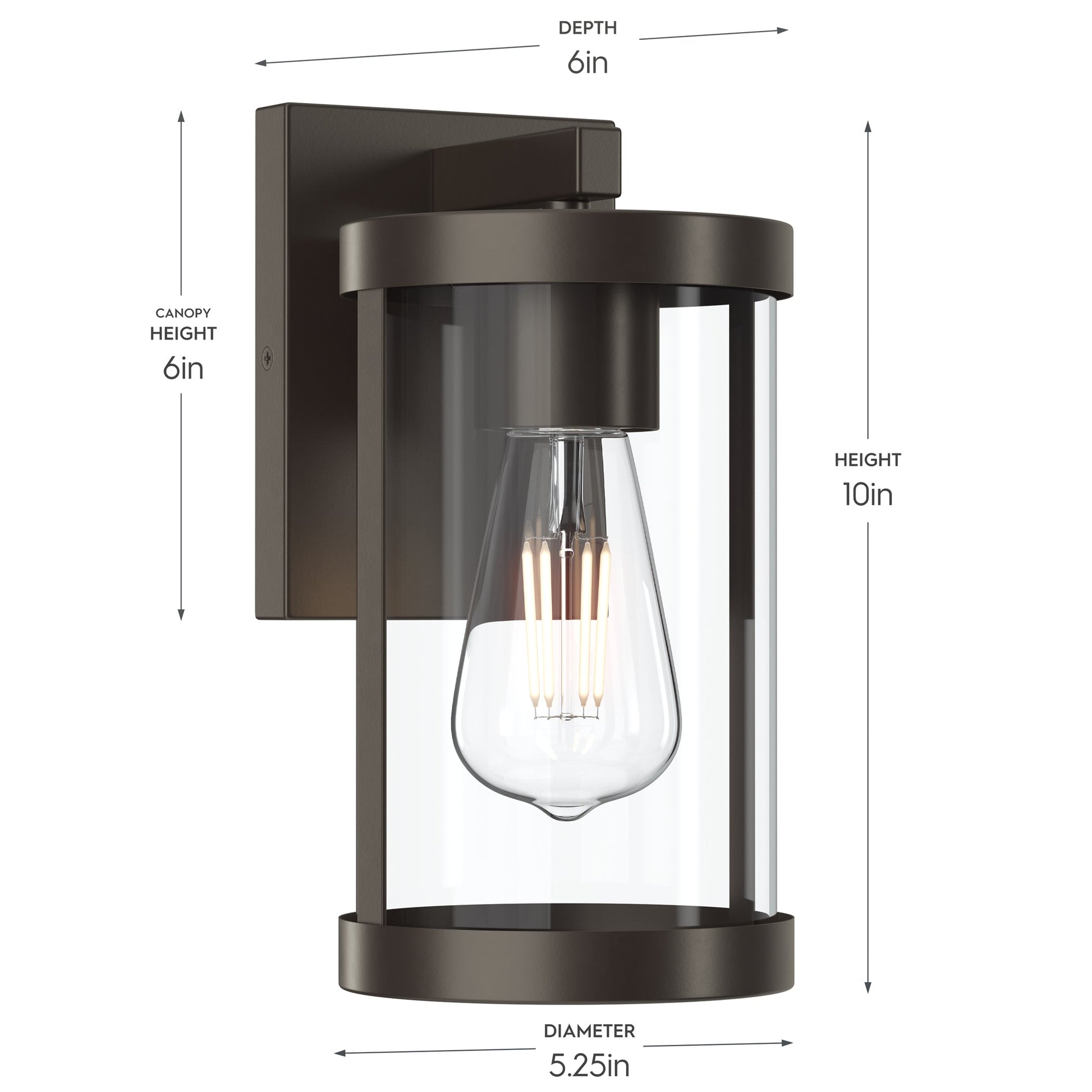 Progress Lighting P560393-020 Kagen Outdoor Wall Lantern Dimensions - Height 10in Depth 6in Diameter 5.25in