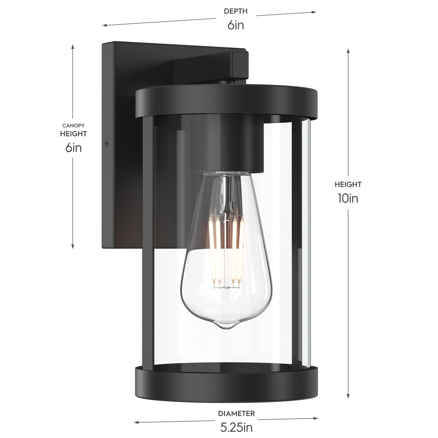 Progress Lighting P560393-31M Kagen Outdoor Wall Lantern Dimensions Diagram