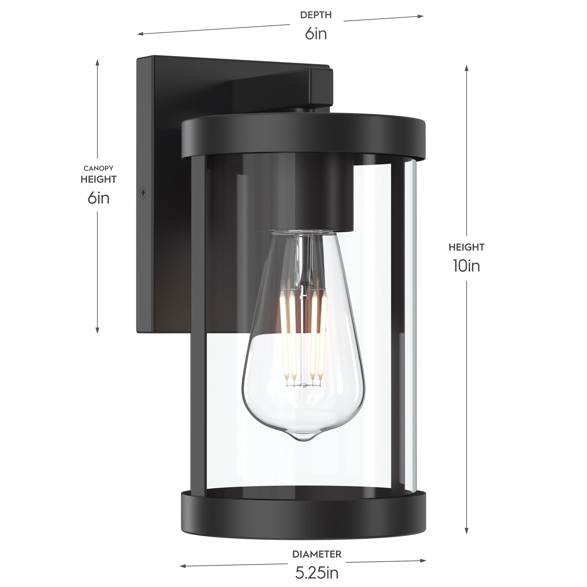 Progress Lighting P560393-31M Kagen Outdoor Wall Lantern Dimensions Diagram