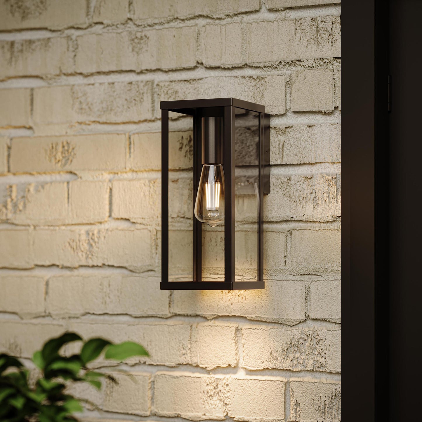 Progress Lighting P560398-020 Ryle Antique Bronze Outdoor Wall Lantern Lifestyle Shot on Brick Wall