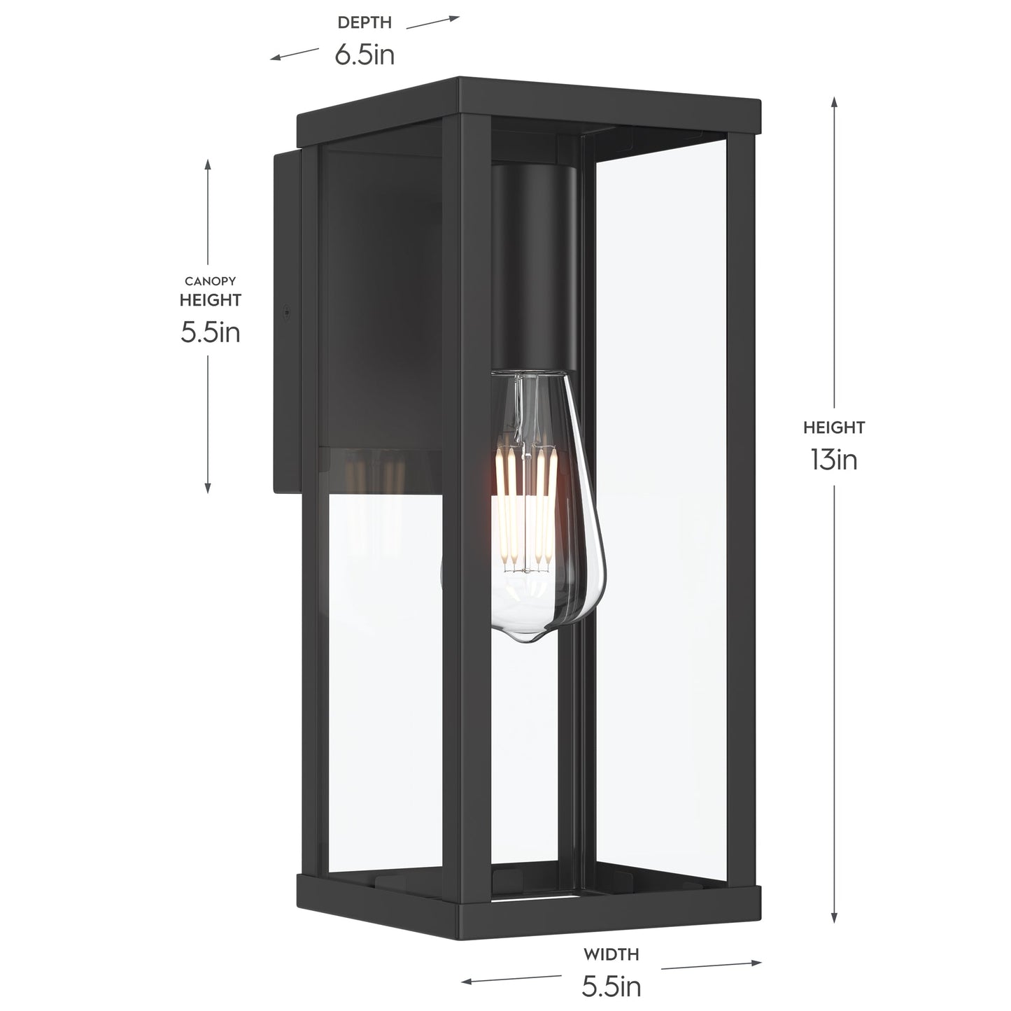 Progress Lighting P560398-31M Ryle Outdoor Wall Lantern Dimensions - Height 13in Width 5.5in Depth 6.5in