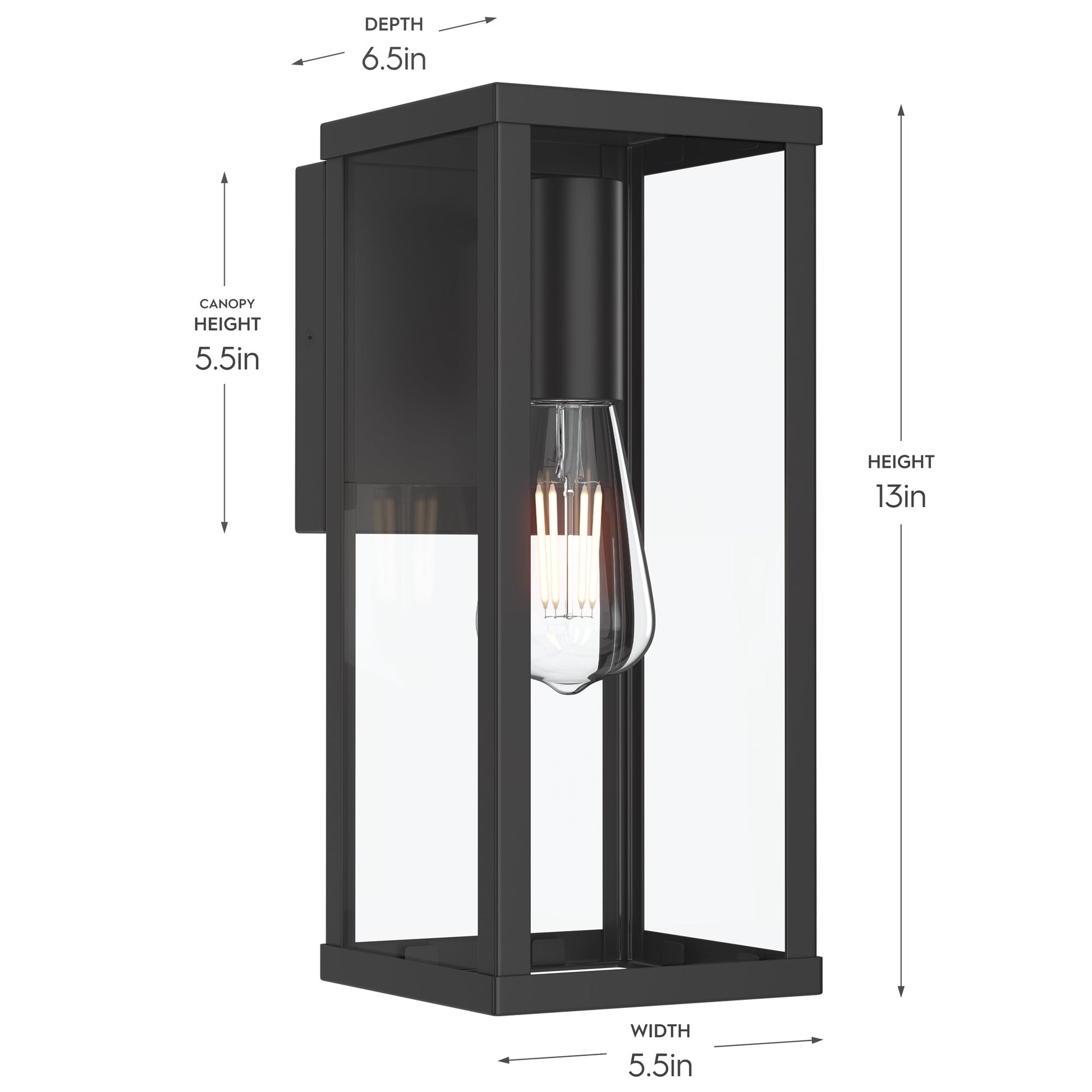 Progress Lighting P560398-31M Ryle Outdoor Wall Lantern Dimensions - Height 13in Width 5.5in Depth 6.5in
