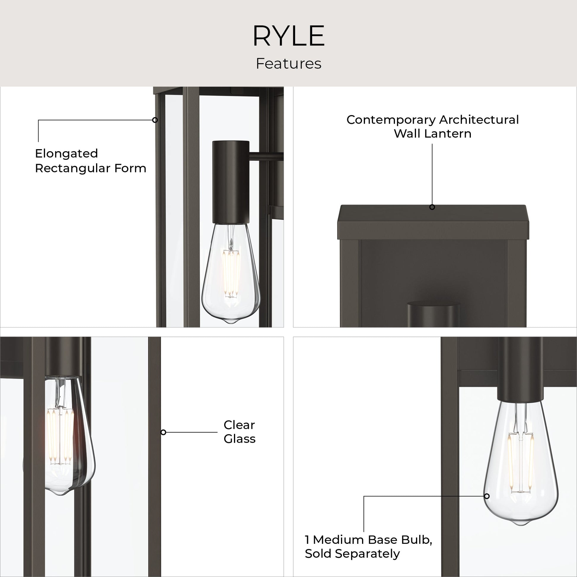 Progress Lighting P560399-020 Ryle Outdoor Wall Lantern Feature Infographic