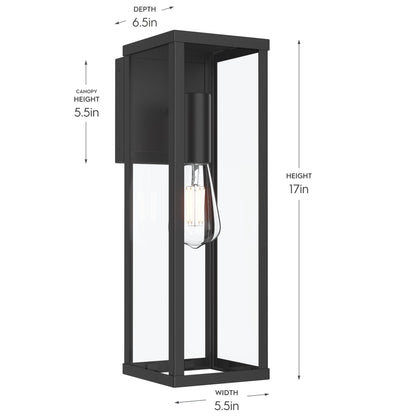 Progress Lighting P560399-31M Ryle Outdoor Wall Lantern Dimensions - 17in Height, 5.5in Width, 6.5in Depth