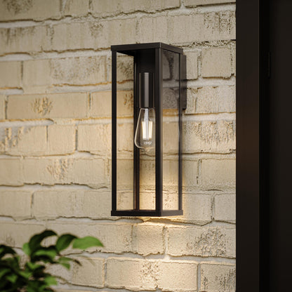 Progress Lighting P560399-31M Ryle Matte Black Outdoor Wall Lantern Installed on Exterior Brick Wall