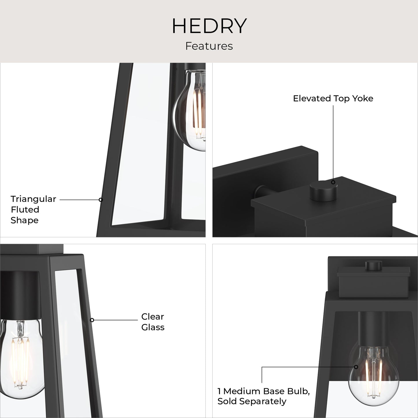 Progress Lighting P560401-31M Hedry 1 Light Matte Black Outdoor Wall Lantern - Additional View 6