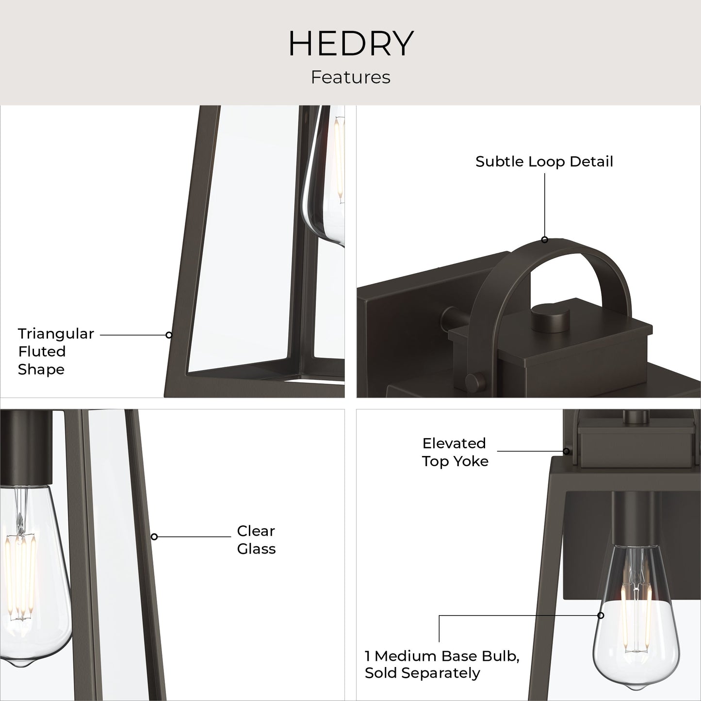 Progress Lighting P560403-020 Hedry Antique Bronze Outdoor Wall Lantern - Image 6