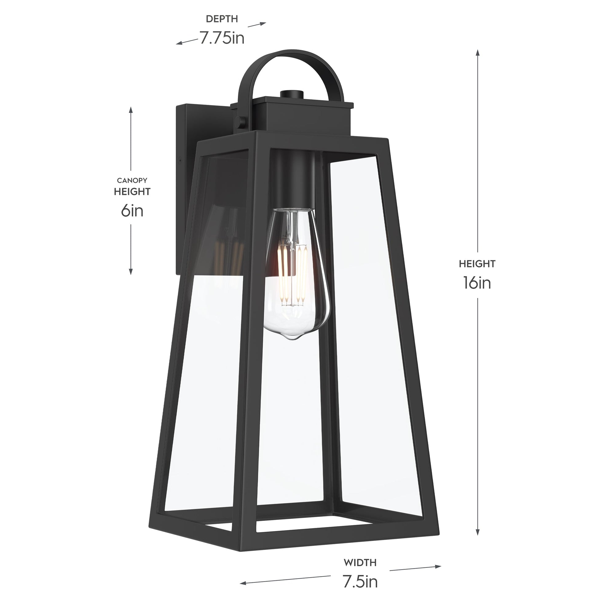Progress Lighting P560403-31M Hedry Outdoor Wall Lantern dimensions - Height 16in, Width 7.5in, Depth 7.75in