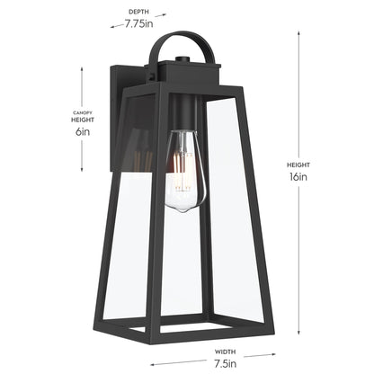 Progress Lighting P560403-31M Hedry Outdoor Wall Lantern dimensions - Height 16in, Width 7.5in, Depth 7.75in
