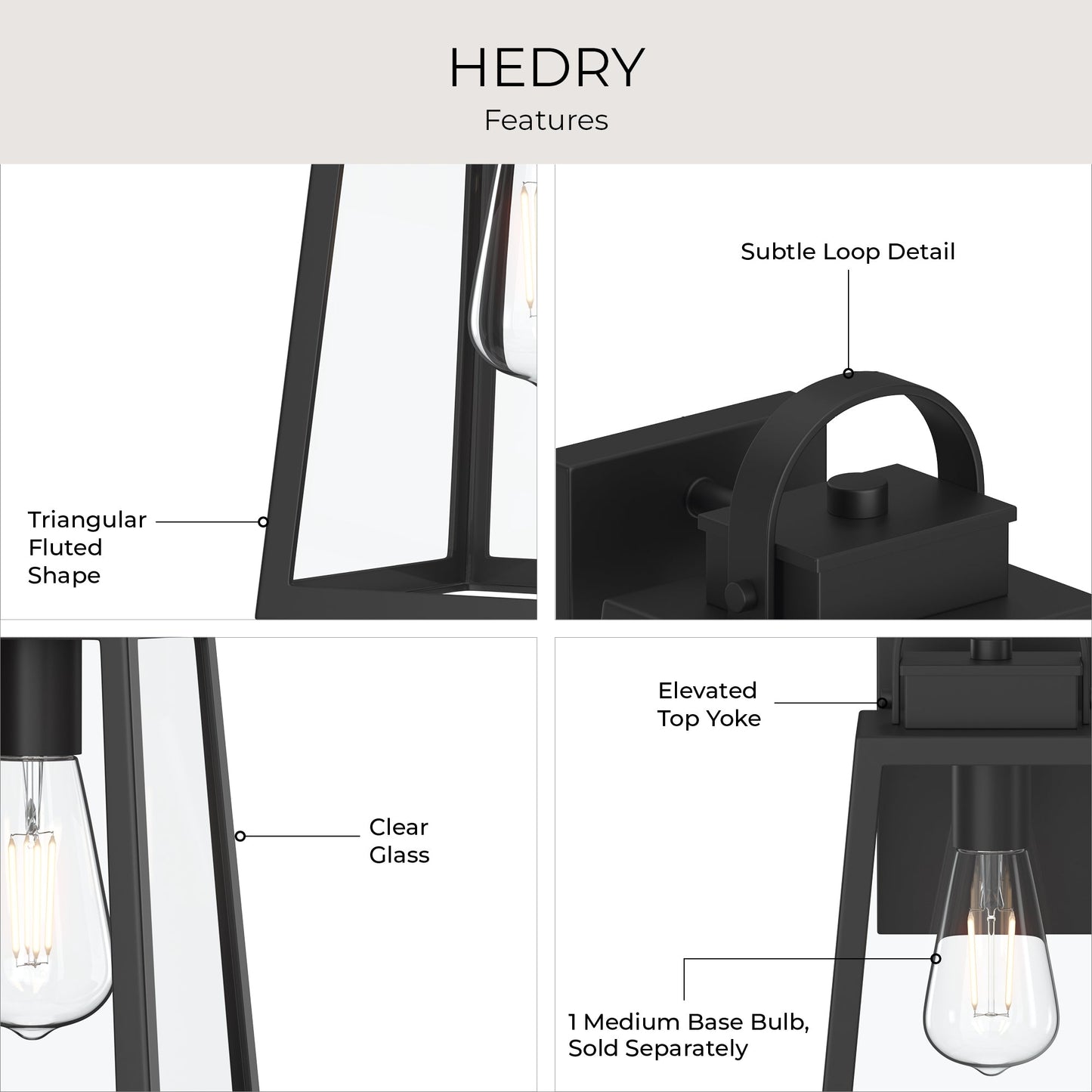 Progress Lighting P560403-31M Hedry 1 Light 16 inch Matte Black Outdoor Wall Lantern