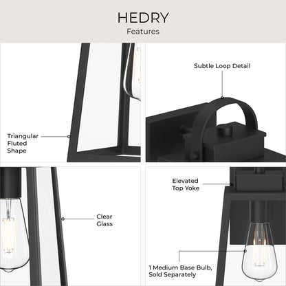 Progress Lighting P560403-31M Hedry 1 Light 16 inch Matte Black Outdoor Wall Lantern