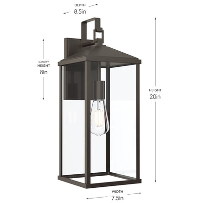 Progress Lighting P560407-020 Cantley Outdoor Wall Lantern Dimensions - 20in Height, 7.5in Width, 8.5in Depth