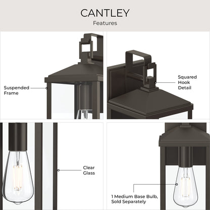 Progress Lighting P560407-020 Cantley Outdoor Wall Lantern Features - Suspended Frame, Squared Hook Detail, Clear Glass
