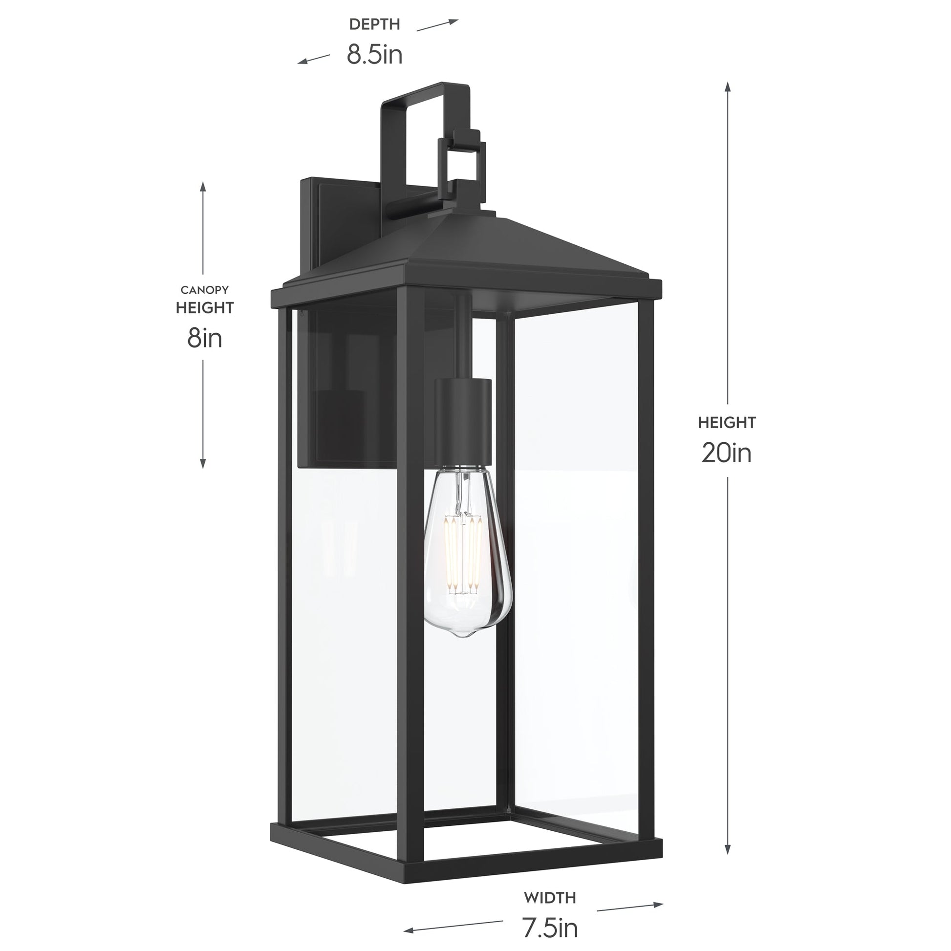 Progress Lighting P560407-31M Cantley Outdoor Wall Lantern Dimensions 20in Height 7.5in Width 8.5in Depth