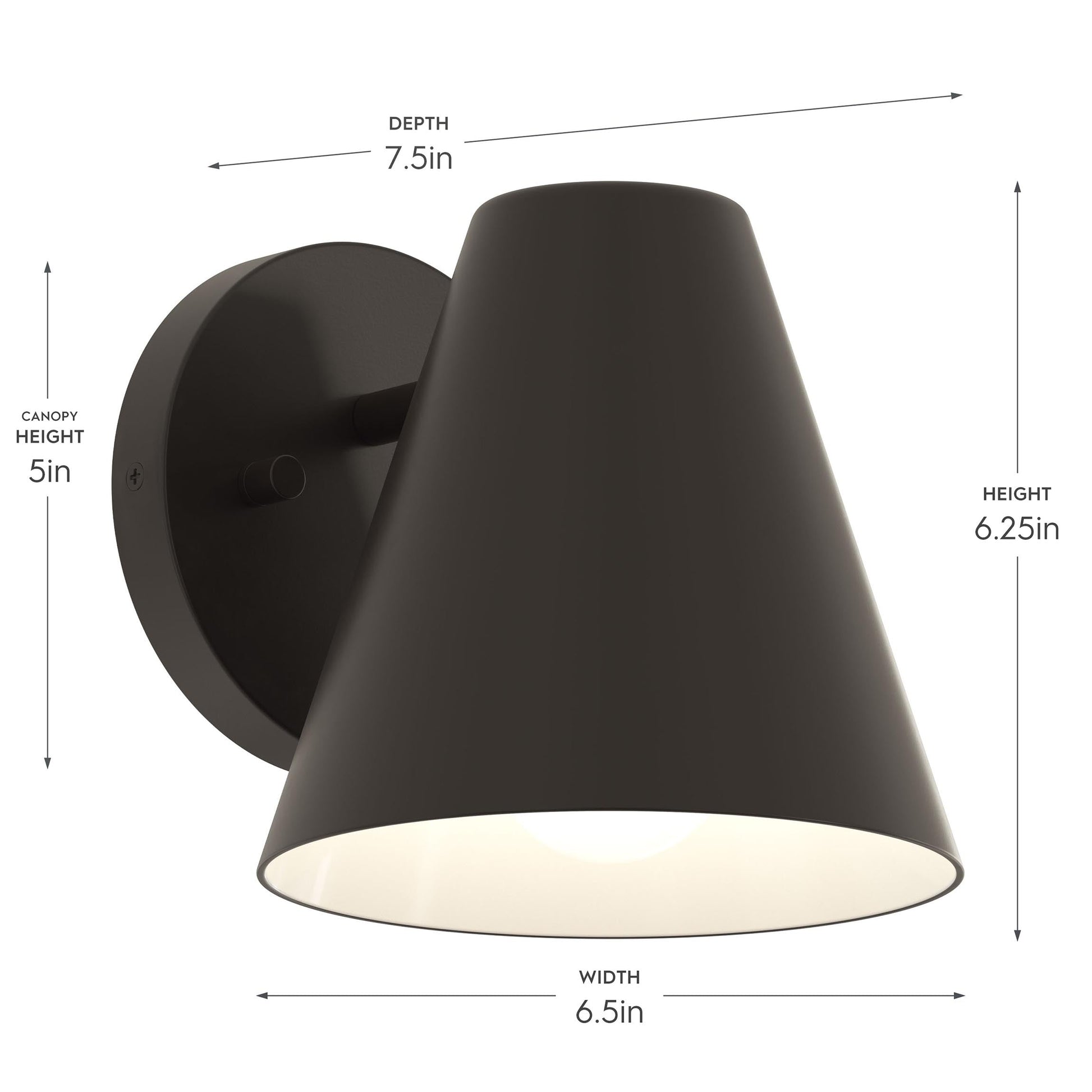 Progress Lighting P560408-020 Mik Outdoor Wall Light Dimensions - Depth 7.5in, Height 6.25in, Width 6.5in, Canopy Height 5in