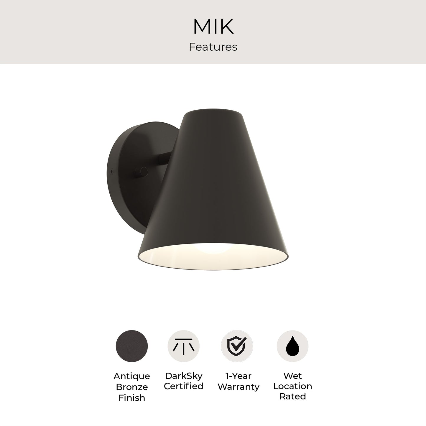 Progress Lighting P560408-020 Mik 1 Light 6.5 inch Antique Bronze Outdoor Wall Light
