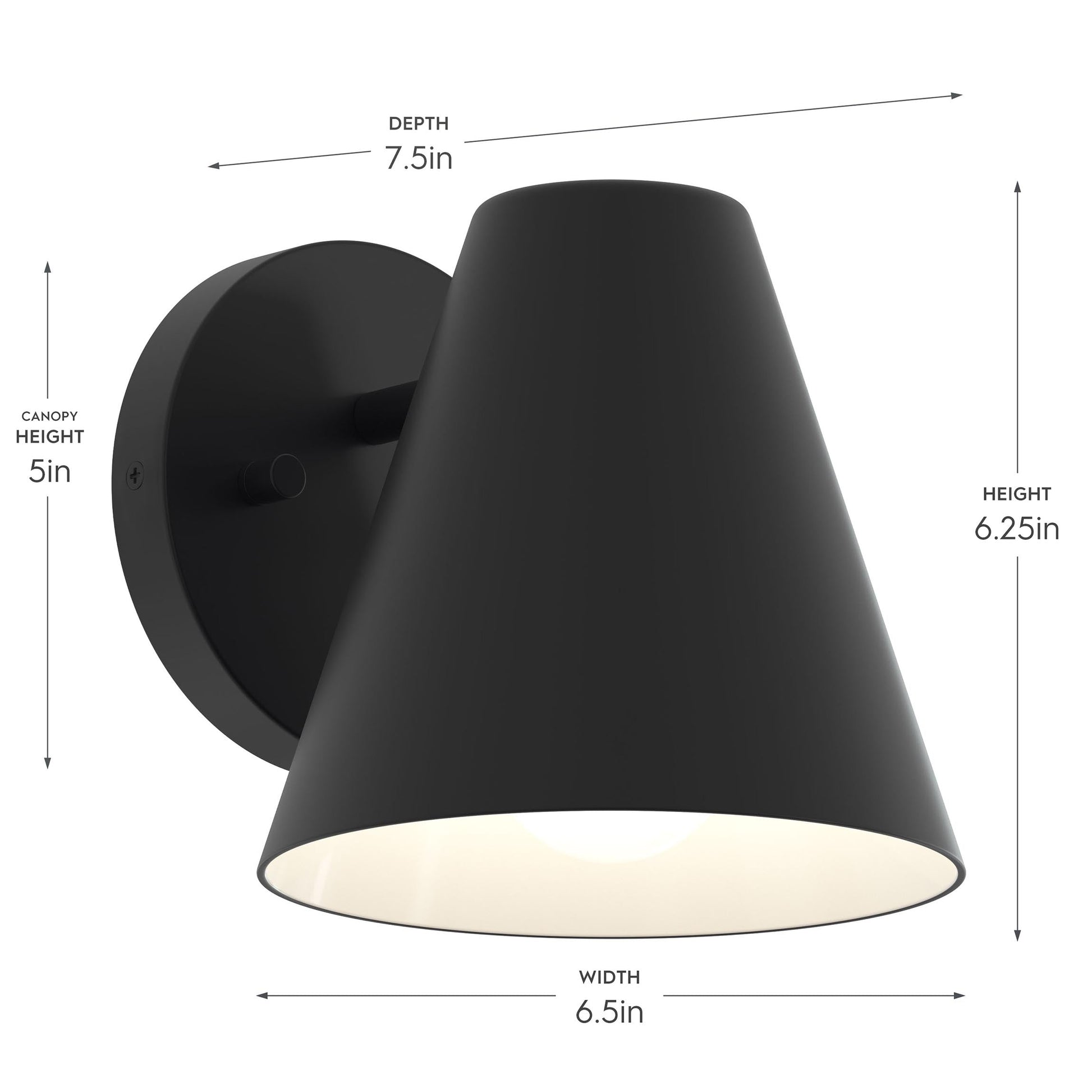 Progress Lighting P560408-31M Mik Outdoor Wall Light dimensions - 7.5in depth, 6.5in width, 6.25in height