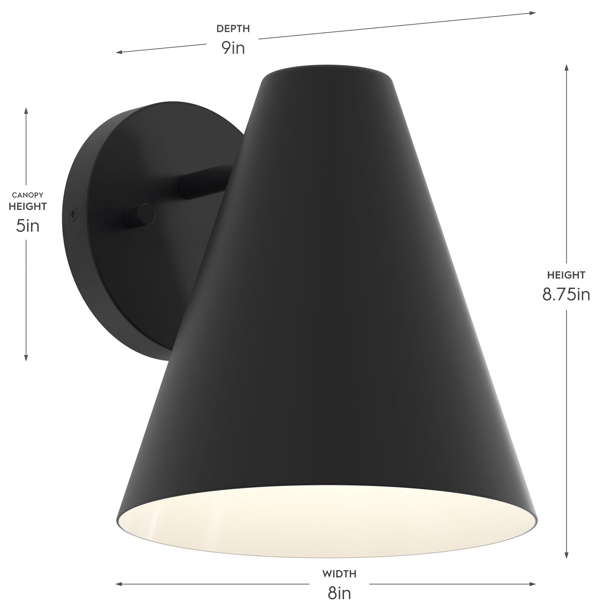 Progress Lighting P560409-31M Mik Outdoor Wall Lantern dimensions - Height 8.75in Width 8in Depth 9in